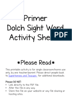 Primer Dolch Sight Word Activity Sheets
