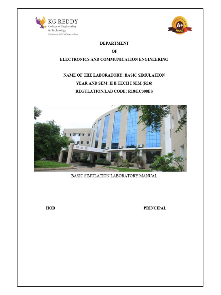 Basic Simulation Lab Manual for ECE | PDF | Matrix (Mathematics ...
