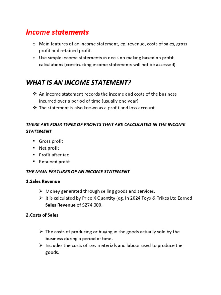 Income Statements | PDF | Income Statement | Cost Of Goods Sold