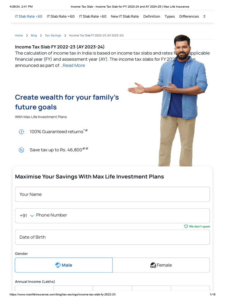 Tax Slab Tax Slab For FY 202324 and AY 202425 PDF