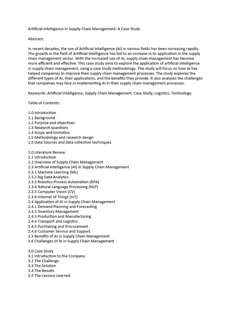 AI Applications in Supply Chain Management | PDF | Supply Chain ...