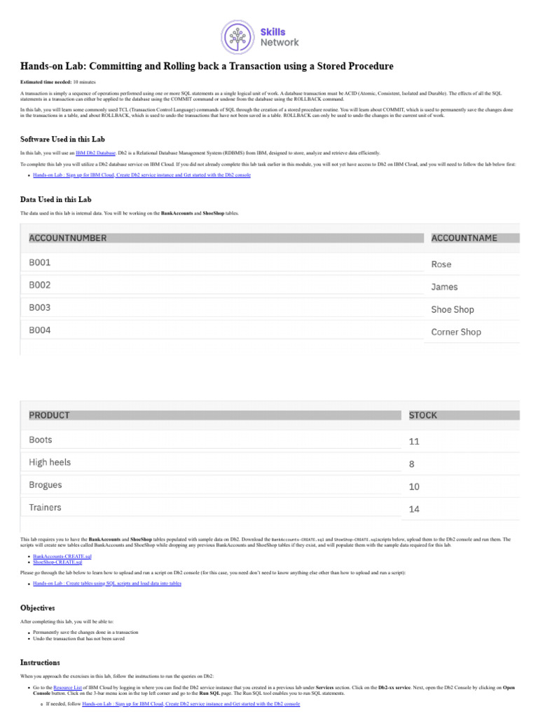 Db2 Transaction Control: Commit & Rollback | PDF | Ibm Db2 | Database ...