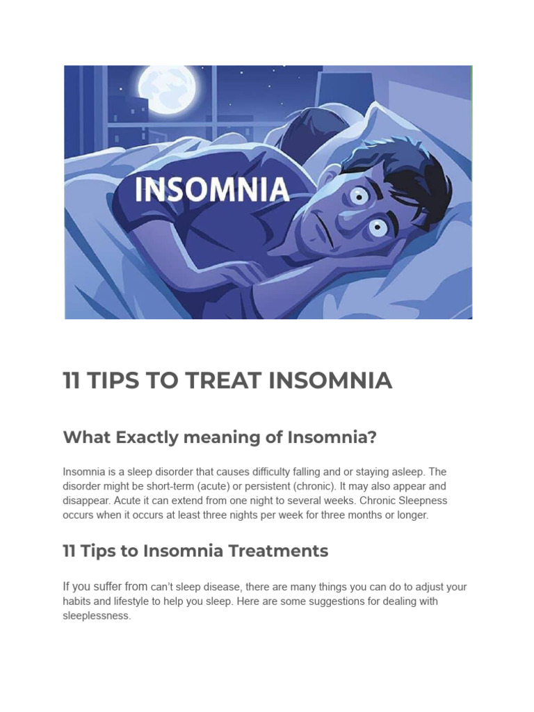 11 Tips for Managing Insomnia | PDF | Insomnia | Sleep