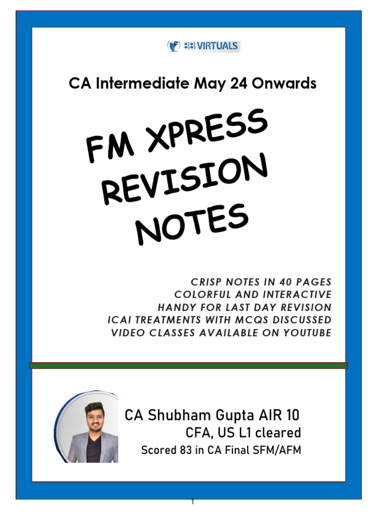 CA Inter FM Xpress Revision Notes | PDF | Cost Of Capital | Dividend