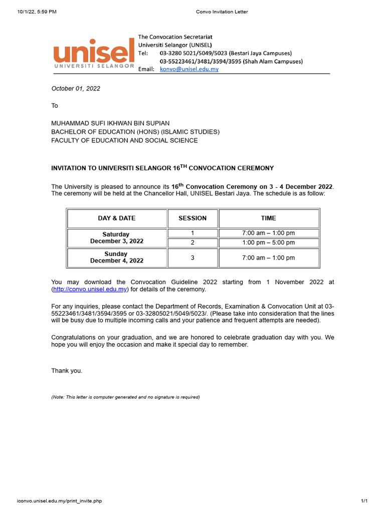 Convo Invitation Letter | PDF