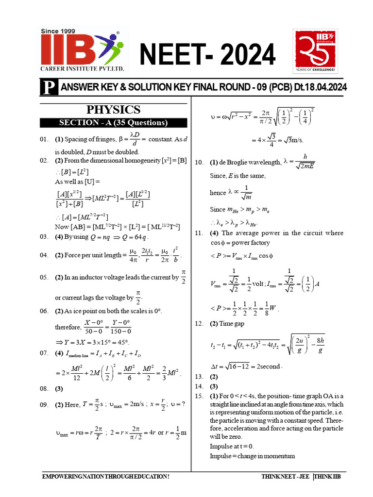 Solution Key Final Round - 09 | PDF | Coordination Complex | Physical ...