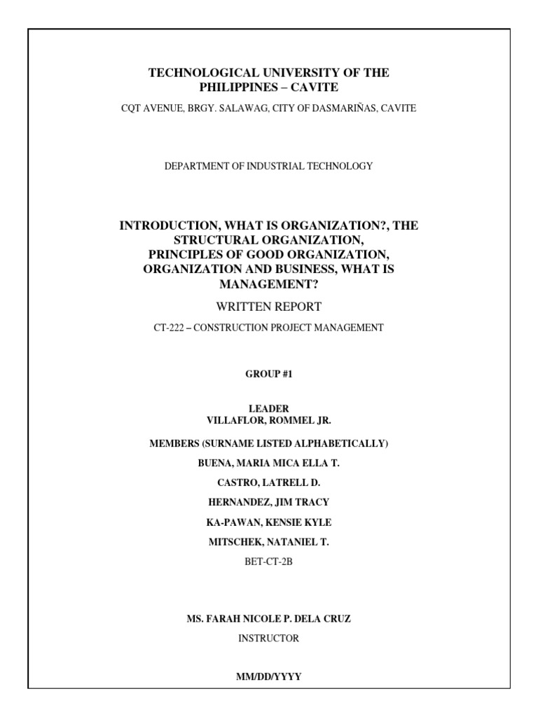 2B GRP1 CT222 Writtenreport | PDF | Goal | Organizational Structure