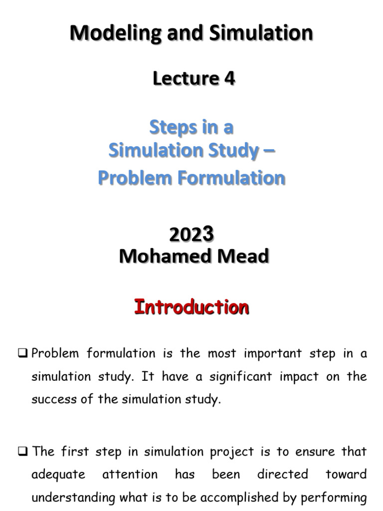 Lecture 4 Problem Formulation ModelingSimulation | PDF | Percentage ...