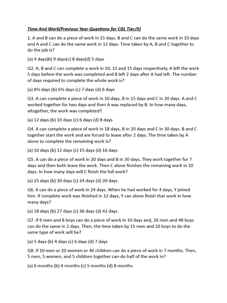 Time and work pdf