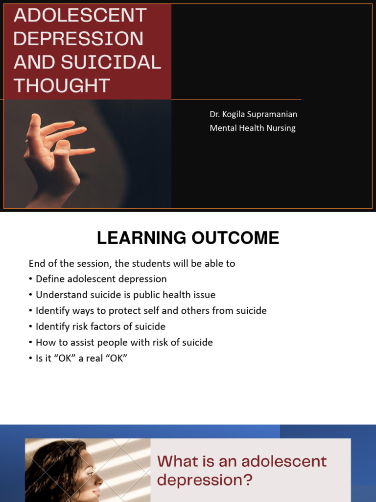 Adolescent Depression & Suicide Awareness | PDF