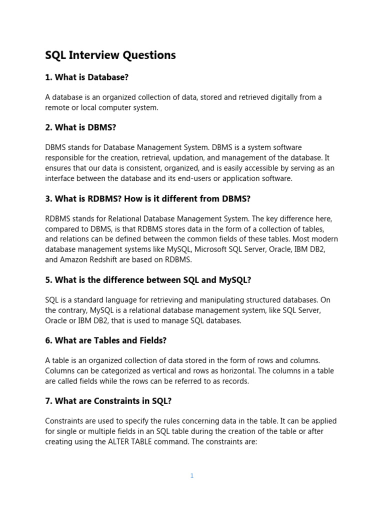 Sql interview questions basic pdf database index pl sql