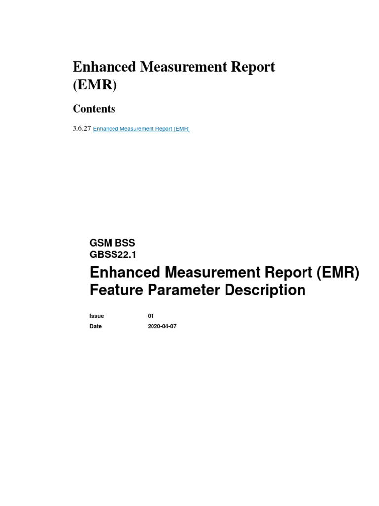 Enhanced Measurement Report (EMR) Feature Parameter Description | PDF ...
