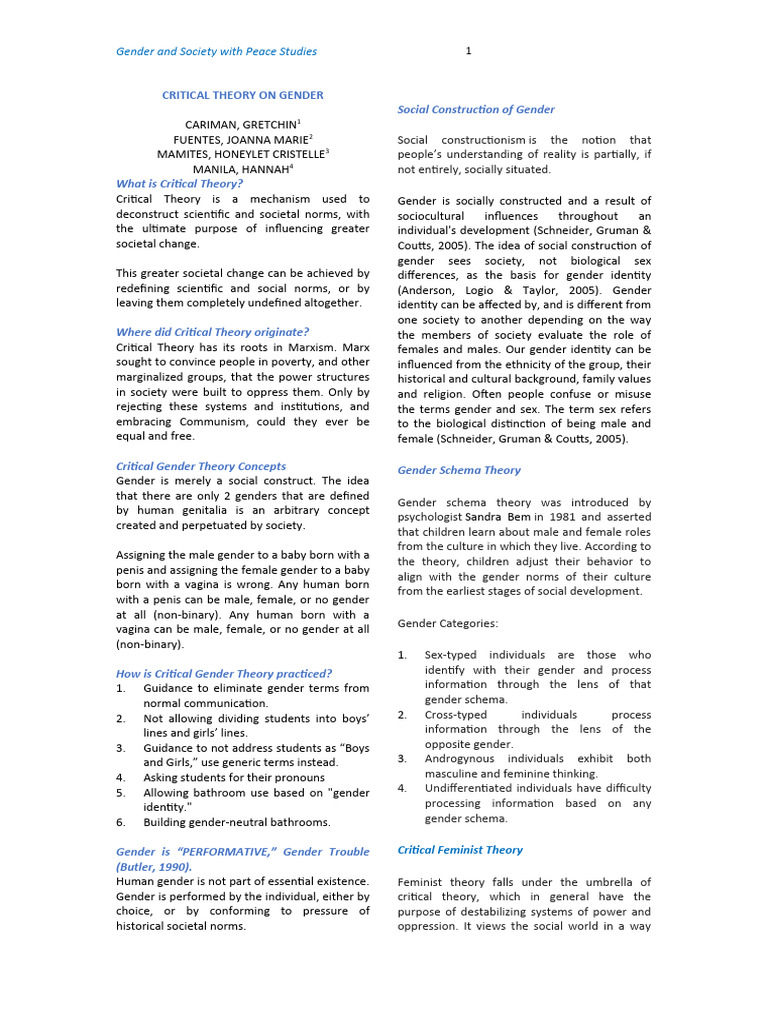 Understanding Critical Gender Theory | PDF | Gender | Gender Studies
