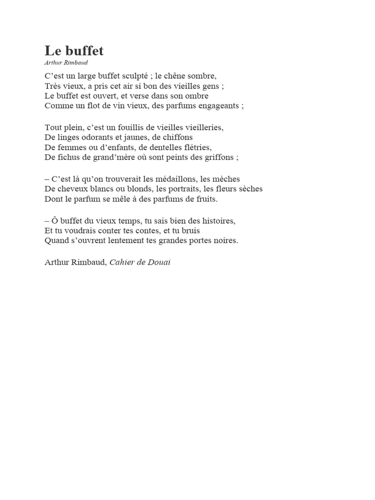 Le Buffet d'Arthur Rimbaud | PDF | Poésie