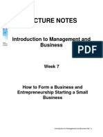 Lecture Notes: Introduction To Management and Business