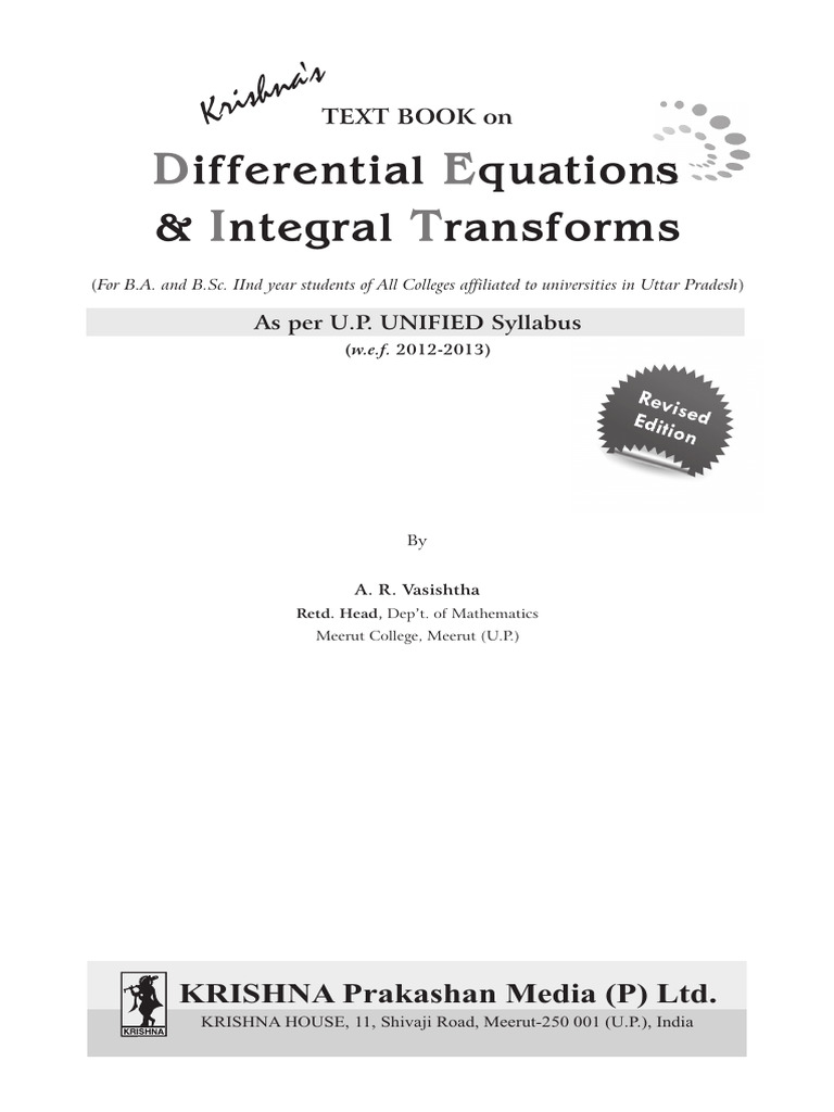 Differential Equations & Integral Transforms | PDF | Differential ...
