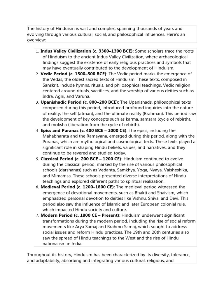 The History Of Hinduism Is Vast And Complex Pdf Vedas Brahman