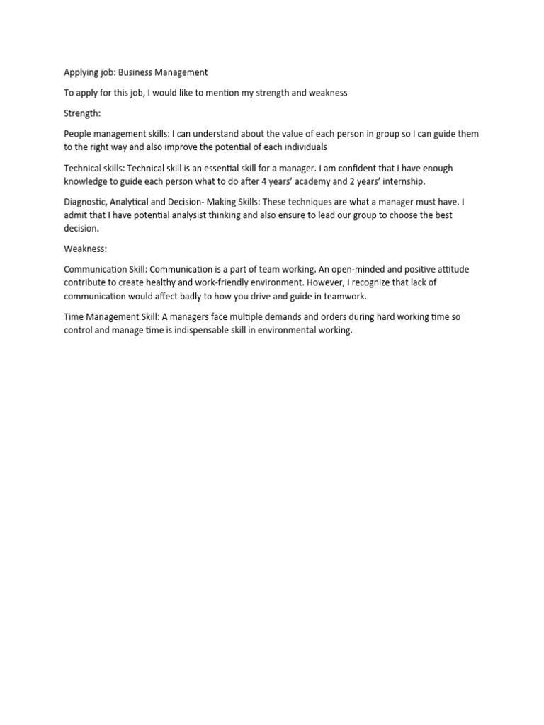 Business Management Job Application Insights | PDF