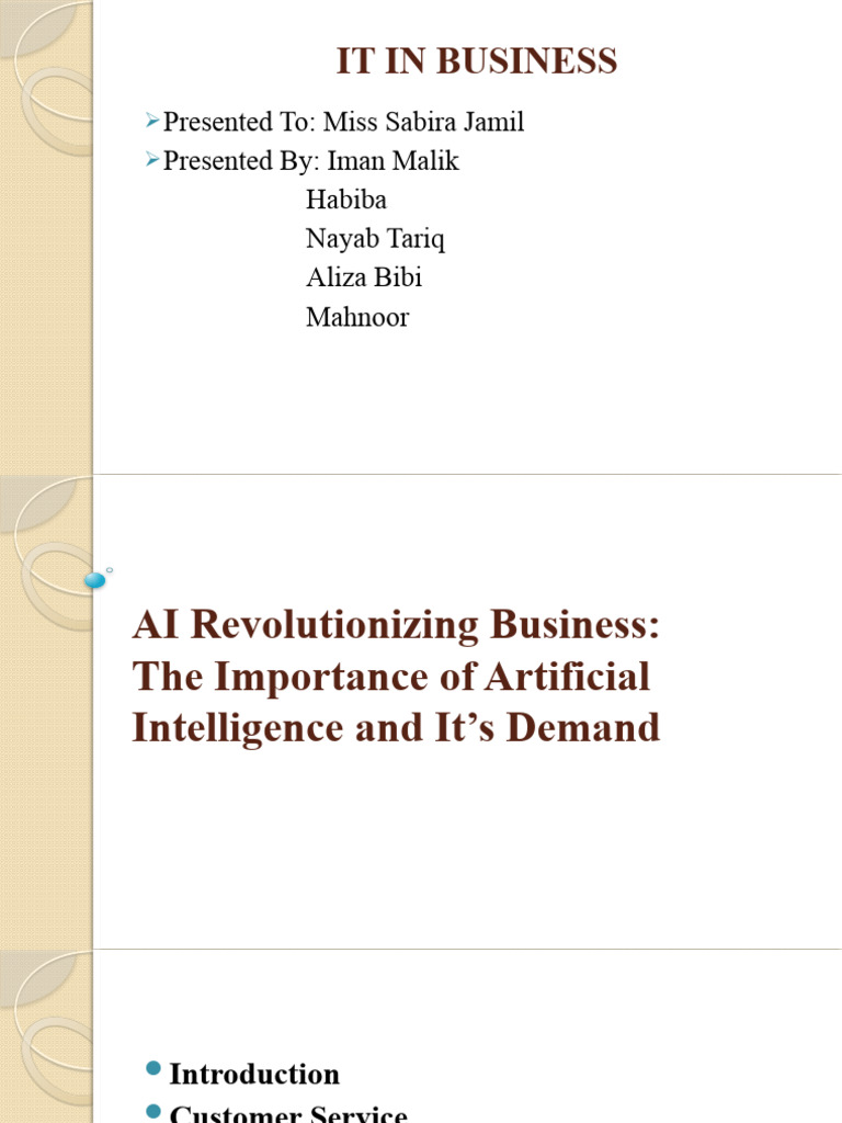 Use of AI in Business | PDF | Artificial Intelligence | Intelligence ...