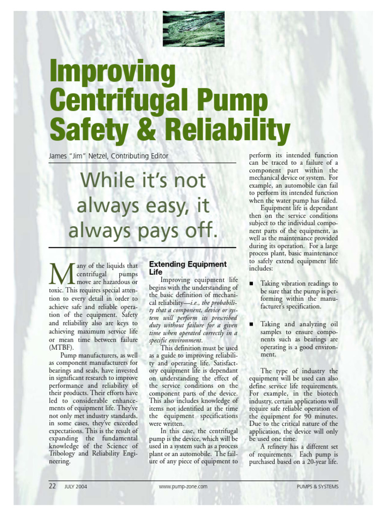 Centrifugal Pump Reliability Guide | PDF | Wear | Pump