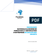 PROGRAMME NATIONALE de BOURSE DE FORMATION Et CERTIFICATION D'ENTREPRISE EN GESTION DES PROJETS PDF