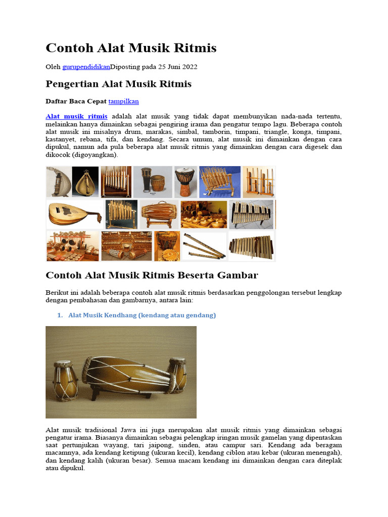 Contoh Alat Musik Ritmis Tradisional | PDF