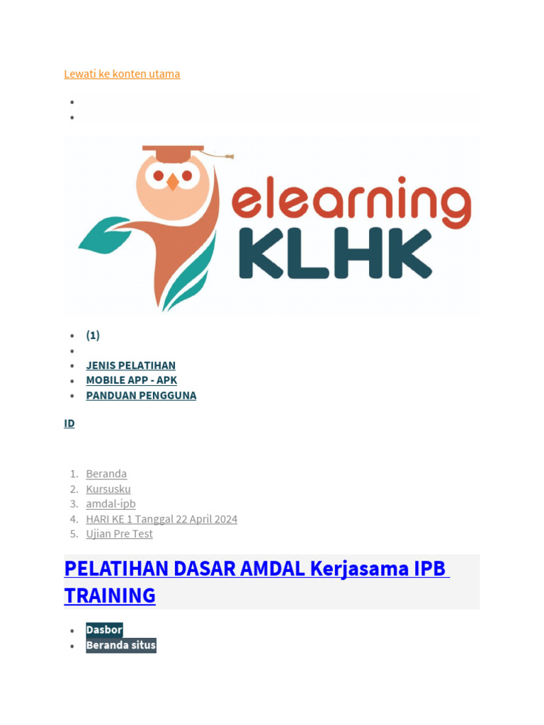 Pretest Pelatihan AMDAL PDF Sains Matematika