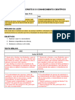 Lição 04 - A Fé Cristã e o Conhecimento Científico