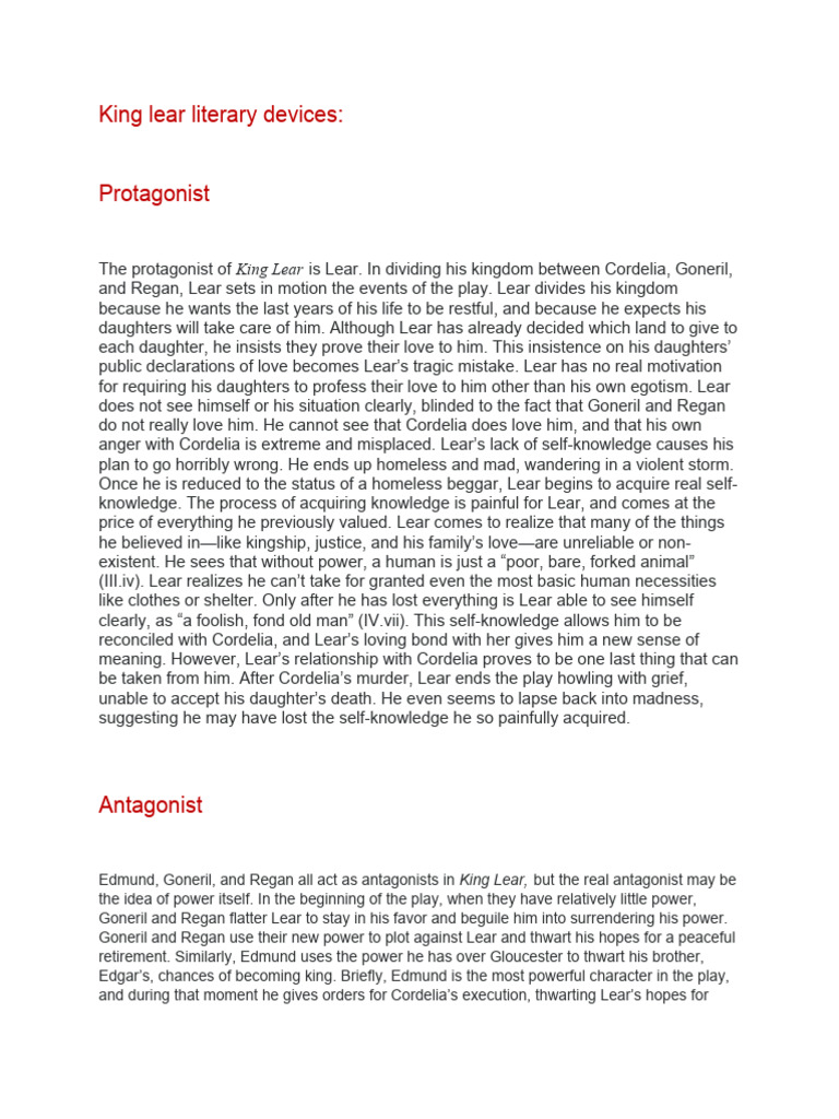 King Lear 2 Literary Devices PDF King Lear