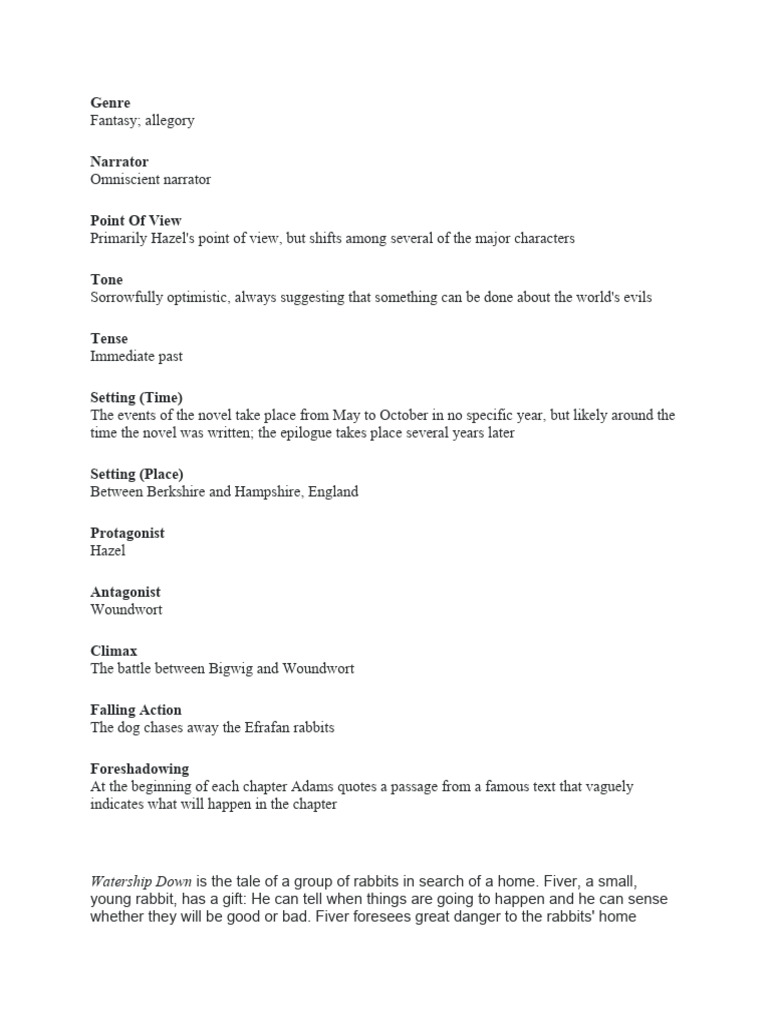 watership down summary PDF