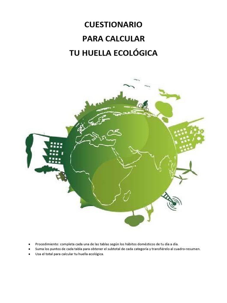 ¡Cuestionario para El Cálculo de La Huella Ecológica | PDF