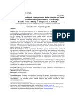 The Impact of Quality of Interpersonal Relationships at Work On Self-Assessment of Psychosomatic Well-Being - Results From A Study of Employees in Poland