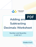 Grade 4 To 5 Adding and Subtracting Decimals Worksheets