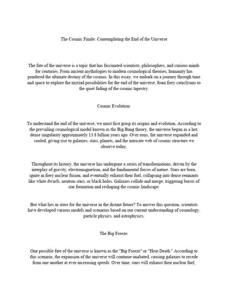 Contemplating the end of the universe pdf universe nature