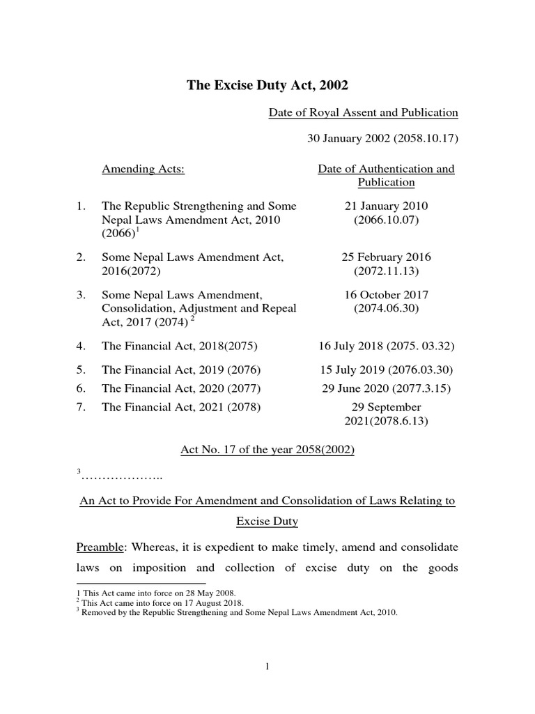 The Excise Duty Act, 2002 | PDF | License | Excise