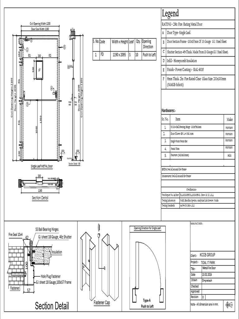 Fire Door with Vision Panel Details | PDF | Door | Building Engineering