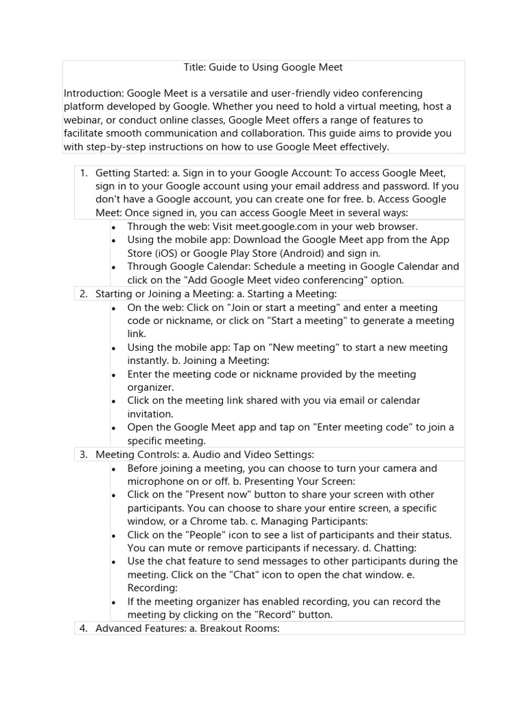 GOOGLE MEET GUIDE PDF visual data 2