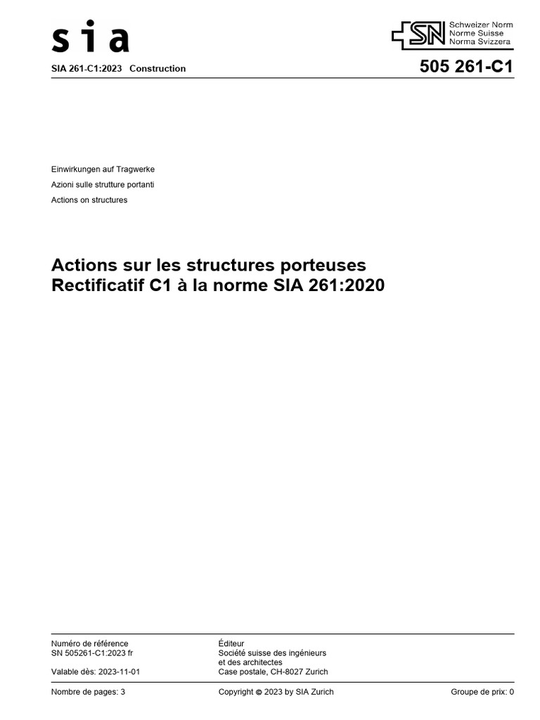 SIA 261-C1:2023 Construction | PDF