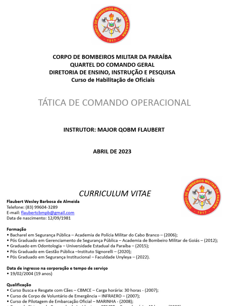 1 Parte - Tática de Comando Operacional (Conceito e Definições) | PDF ...