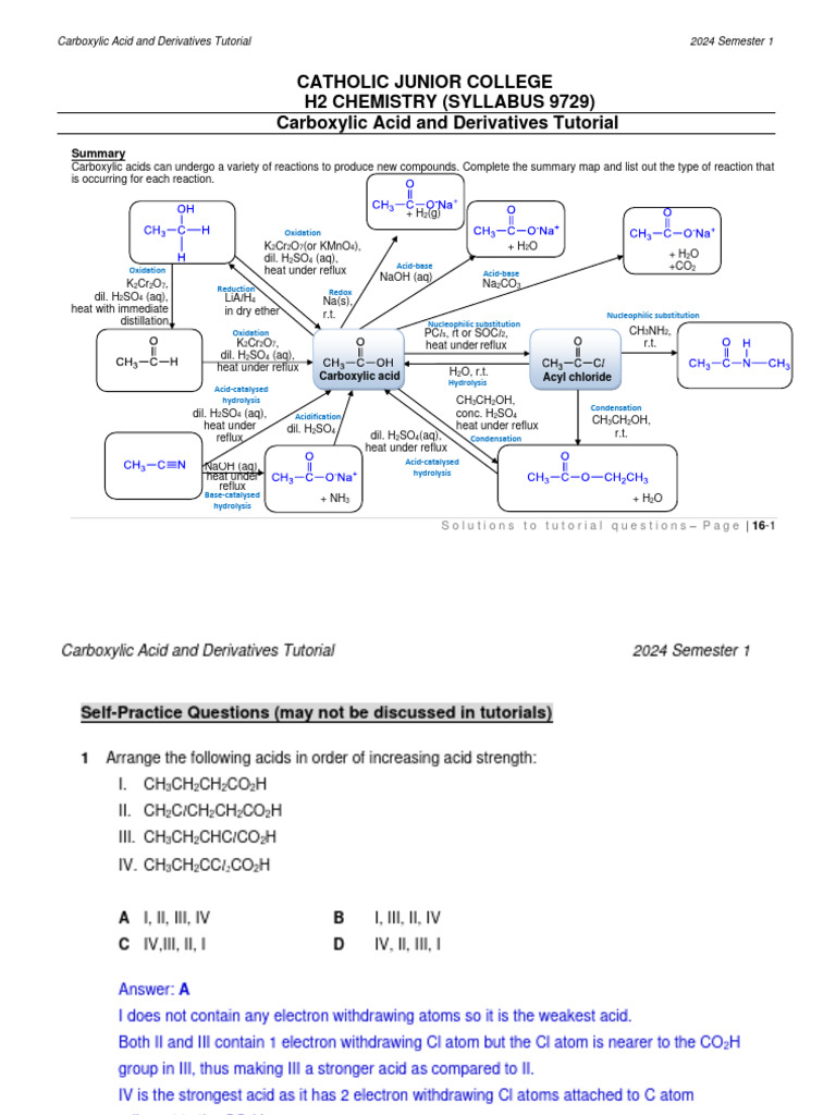 Carboxylic Acid Reactions Overview | PDF | Ester | Acid
