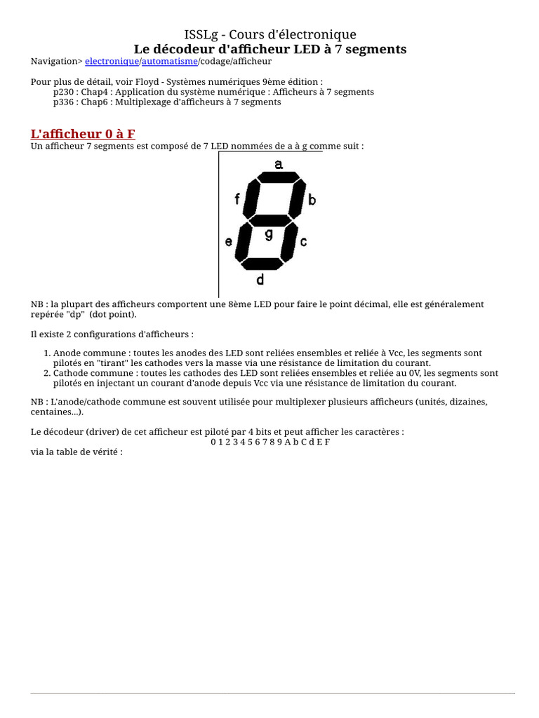 Décodeur BCD pour afficheurs 7 segments | PDF | Électrotechnique ...