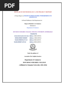Research Methodology and Project Report