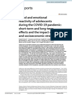 Mood and Emotional Reactivity of Adolescents During The COVID-19 Pandemic Short-Term and Long-Term Effects and The Impact of Social and Socioeconomic Stressors