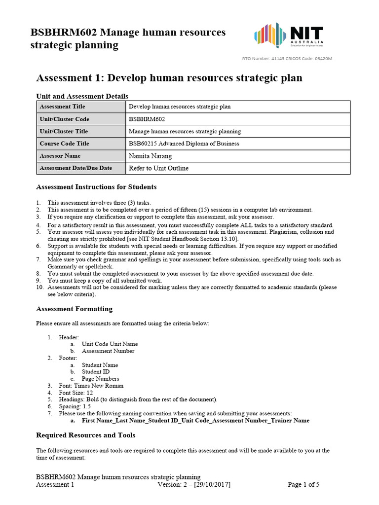 Human Resources Strategic Plan Guide | PDF | Risk Management ...