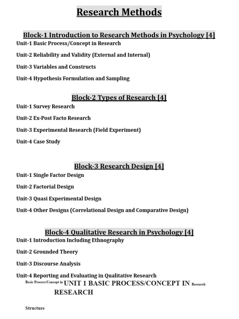 Psychology Research Methods Overview | PDF | Scientific Method ...