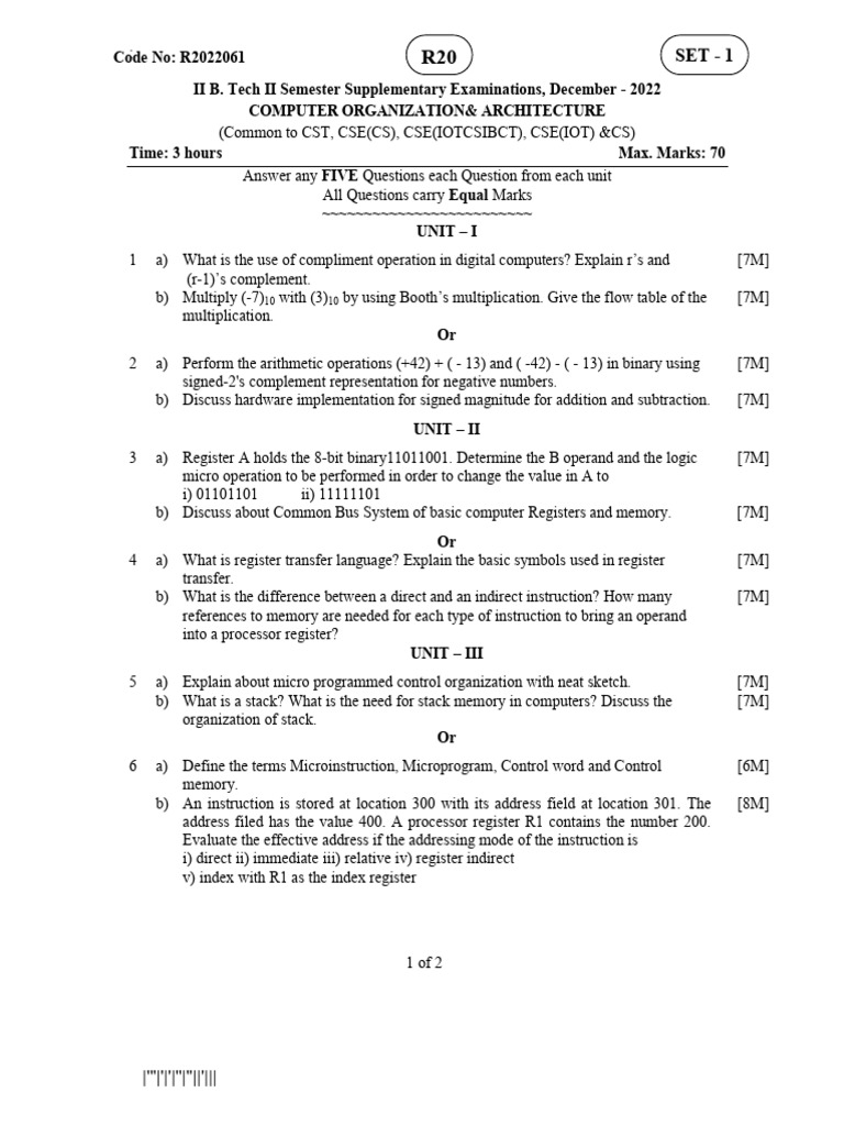 Computer Organization Architecture Dec 2022 | PDF | Central Processing ...