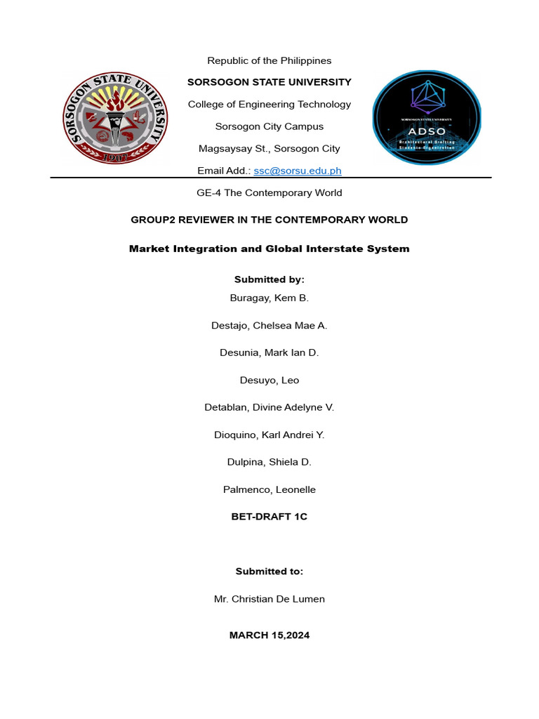Group 2 - MARKET INTEGRATION AND GLOBAL INTERSATE SYSTEM | PDF ...