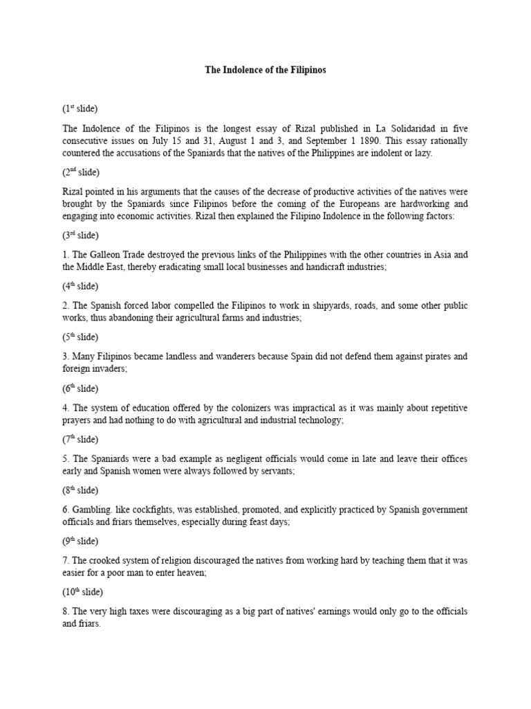 Debunking Filipino Indolence | PDF | Philippines