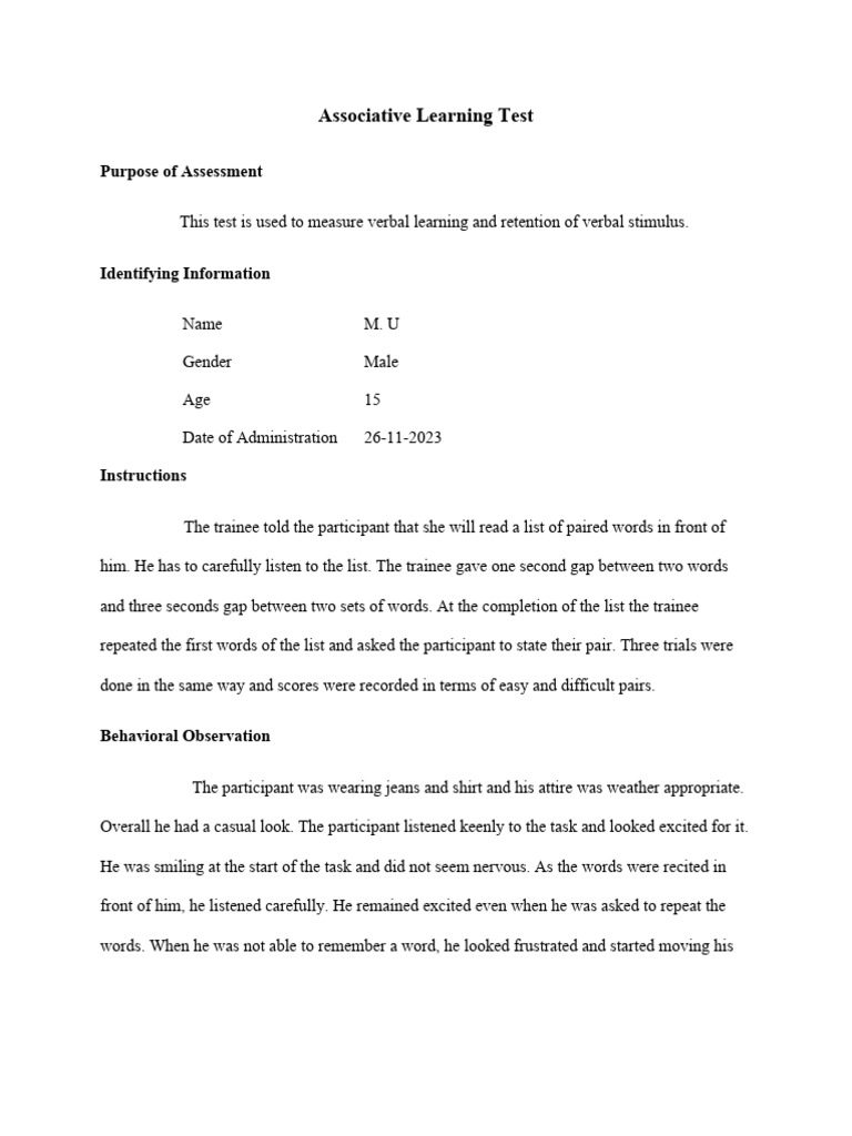 Paired associative learning test pdf learning quantitative research