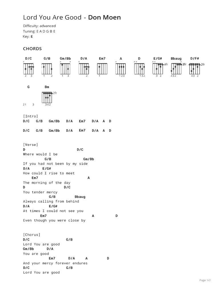 Lord You Are Good Chords
